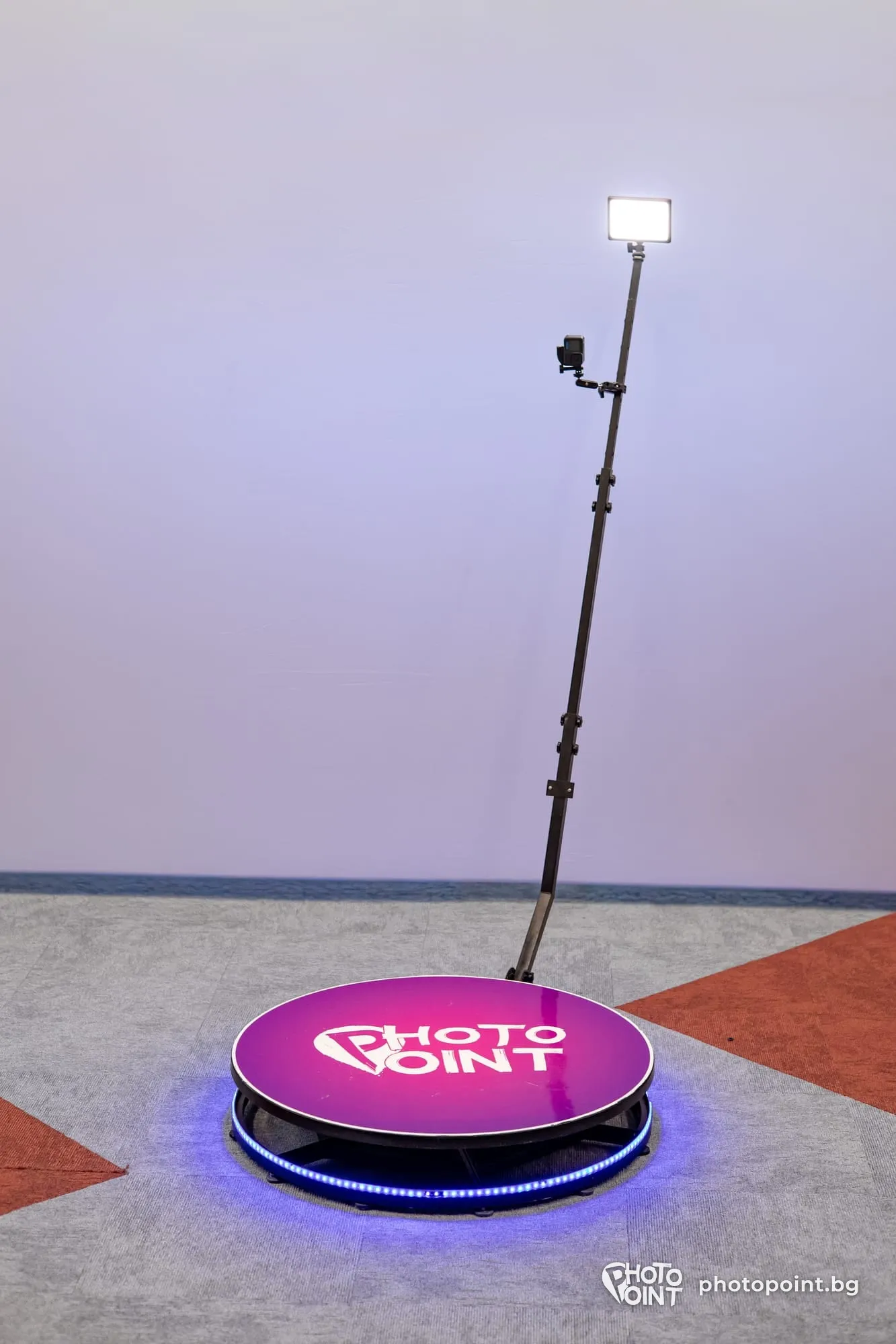 The SpinPoint 360 video booth in a studio