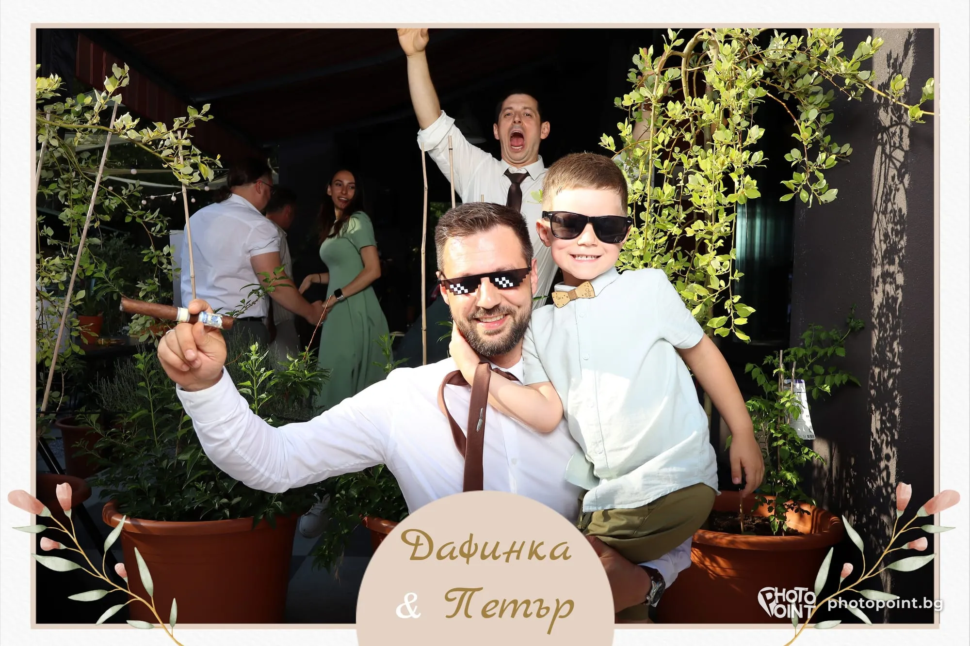 Guests having fun in the garden at a wedding